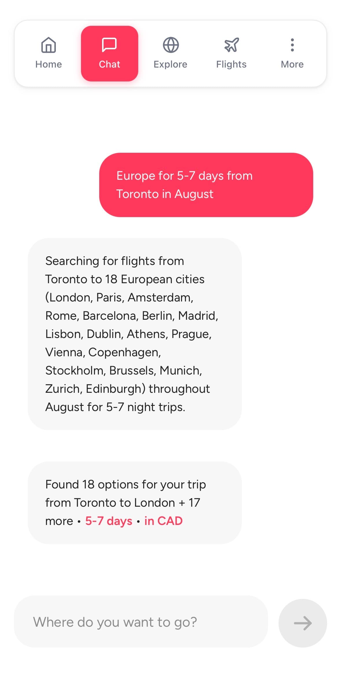 Mobile AI chat interface